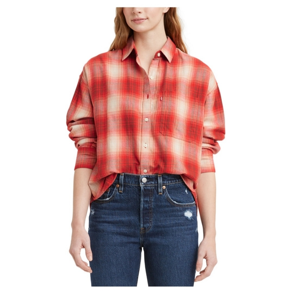 Levi's Henri Cotton Flannel Shirt Women's Color - Joey  Plaid Flame